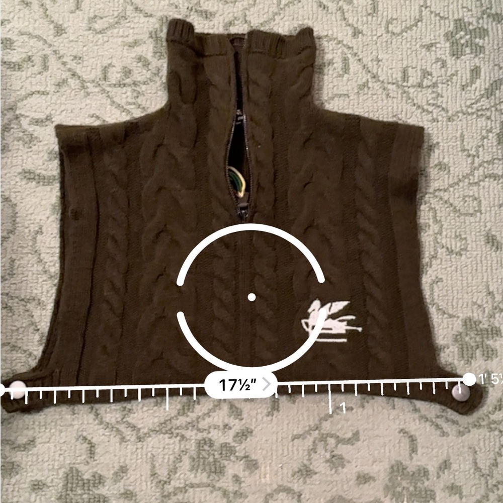Etro army green cable knit vest w/ logo! - Picture 6 of 6